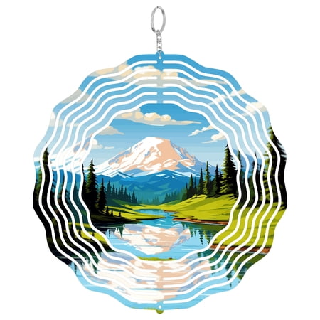 Mount Rainier 3D Wind Spinner Laser Cut Metal Hanging Ornament Patio Decor Washington National Park Gift