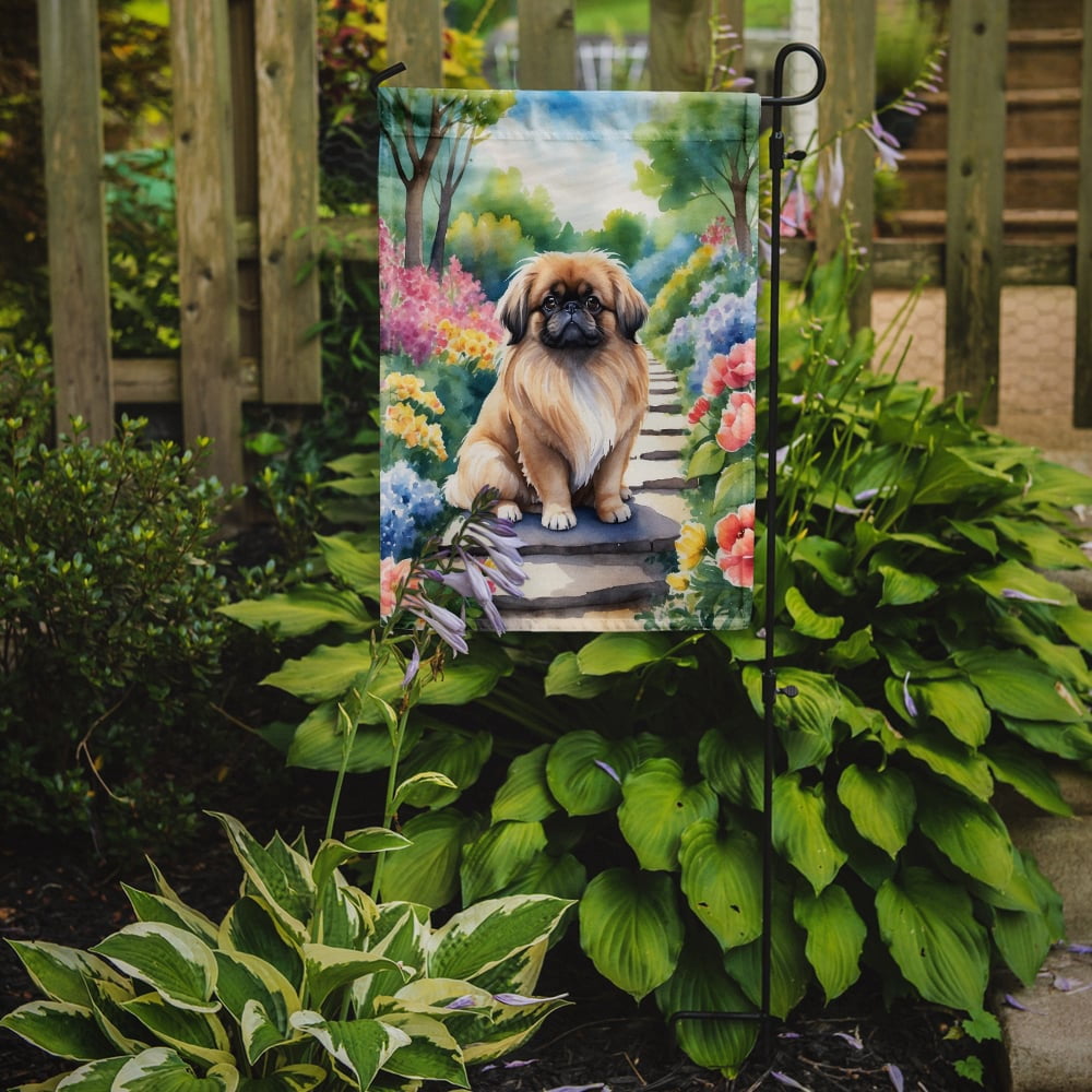Pekingese Spring Path Garden Flag 11.25 in x 15.5 in