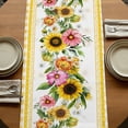 thumbnail image 5 of Table Runners 90 Inches Long Dress Scarves, Sunflower Farmhouse Coffee/Dining/Kitchen Table Runner for Living Room, Pink Yellow Floral Elegant Pastoral Checkered 13x90 Inch, 5 of 9