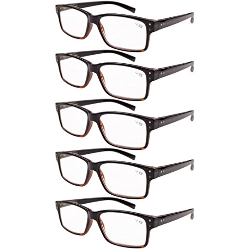 5pack Spring Hinges Vintage Reading Glasses Men Readers BlackYellow