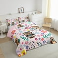 thumbnail image 3 of Bedding for Owl Love ,Pink Girly Owl Print Comforter ,Cute Love Heart Floral Comforter Set,Rustic Cartoon Animal Quilt Inner Fill 2pcs Bedroom Decor, 3 of 6