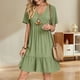 thumbnail image 2 of Vestido de verano Gchanao casual holgado con cuello en V verde 3XL para mujer, 2 of 3
