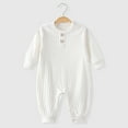 thumbnail image 4 of Nwiuh Unisex Newborn Baby Romper Ribbed Onesie Infant Long/Short Sleeve Jumpsuit (White, 12-18 Months), 4 of 4