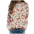 thumbnail image 1 of WEAIXIMIUNG Chandail en Molleton à Manches Longues Imprimé de Noël pour Femmes, Blouse Décontractée, 1 of 6