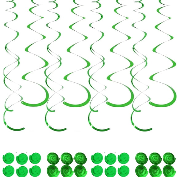 Swirl Streamers Decorations,Green Plastic Streamer Swirls,24pack Plastic Hanging Streamers Ornament,Plastic Metallic Streamer for Party Decorations