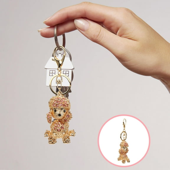 UPGRATOR Cute Dog Keychain Poodle Shape Pink Alloy 1Pack 3.7X1.8In