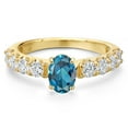 thumbnail image 3 of Gem Stone King 14K Yellow Gold London Blue Topaz and Lab Grown Diamond Engagement Ring for Women | 1.88 Cttw | Oval 7X5MM | Gemstone November Birthstone | Size 6, 3 of 6