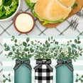 thumbnail image 3 of AshasdS Green Mason Jar with Eucalyptus Leaves and Buffalo Plaid Ribbon Linen Table Mats Set of 4 12x18 inch for Spring Summer Home Table Decor, 3 of 4