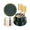Green, variant on 350Piece Dinnerware Set for 50 Guests - Gold Plastic Plates with Disposable Cutlery - 50Dinner Plates-50Dessert Plates-50Pre Rolled Napkins with Silverware for Wedding/Mother's Day