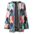 thumbnail image 4 of Idoravan Cardigans for Women Plus Sizes Clearance Women's Ethnic Jacket Round Neck Full Sleeve Cardigan Vintage Print Lightweight Coat Pink, 4 of 6