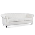 thumbnail image 4 of Accent Sofa Couch,84" Rolled Arm Three Seater Sofa Couch with Deep Button Decor and Nailhead,Upholstered Chesterfield Sofa Couch for Living Room, Bedroom and Apartment,White, 4 of 7
