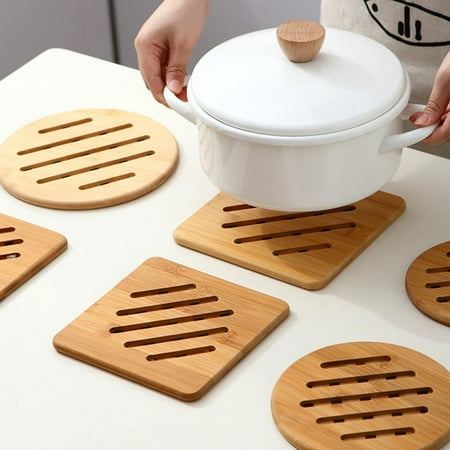 

Bamboo Placemat Round/ Square Hollowed-out Dining Table Insulation Mat 1pc