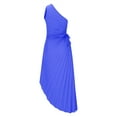 thumbnail image 5 of ZZwxWA Formal Dresses for Women Sleeveless Fashion Pleated Hollow Out High Waist Swing Evening Cocktail Party Cute Formal Gown Solid Long Dress One Shoulder Dresses Blue L, 5 of 6