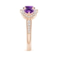 thumbnail image 3 of ANGARA Natural Floating Three Stone Amethyst Ring with Diamond Halo in 14K Rose Gold for Women (Size-6mm) | February Birthstone, Birthday, Anniversary, Jewelry Gift for Women | Natural Amethyst Ring, 3 of 9