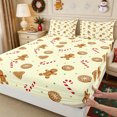 thumbnail image 3 of Erosebridal Gingerbread Cookies Fitted Sheet Queen 3-Piece,Christmas Baking Bedding,Cream,1 Fitted Sheet and 2 Pillowcases, 3 of 6
