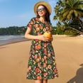 thumbnail image 4 of Lsque Fruits Peach Print Women's Casual Dress T-Shirt Summer Short Sleeve Scoop Neck Swing Dresses, 4 of 6