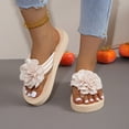 thumbnail image 6 of enyan Platform Flip Flops Women's Memory Foam Comfortable Flat Thong Sandals Dressy Summer Beach Leather Slide Flip Flops,White,Size 8, 6 of 7