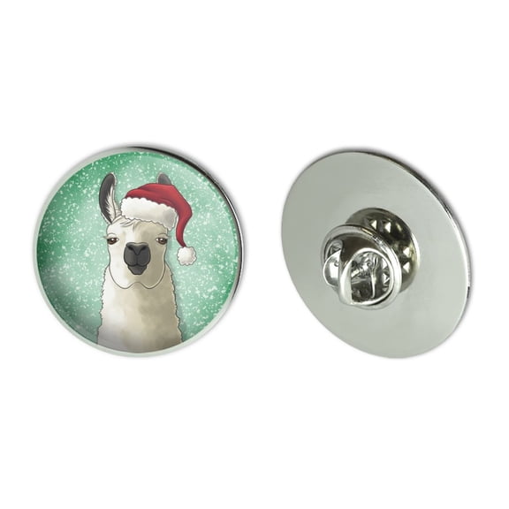 Fa La La La Llama Christmas Santa Hat Metal 1.1" Tie Tack Hat Lapel Pin Pinback