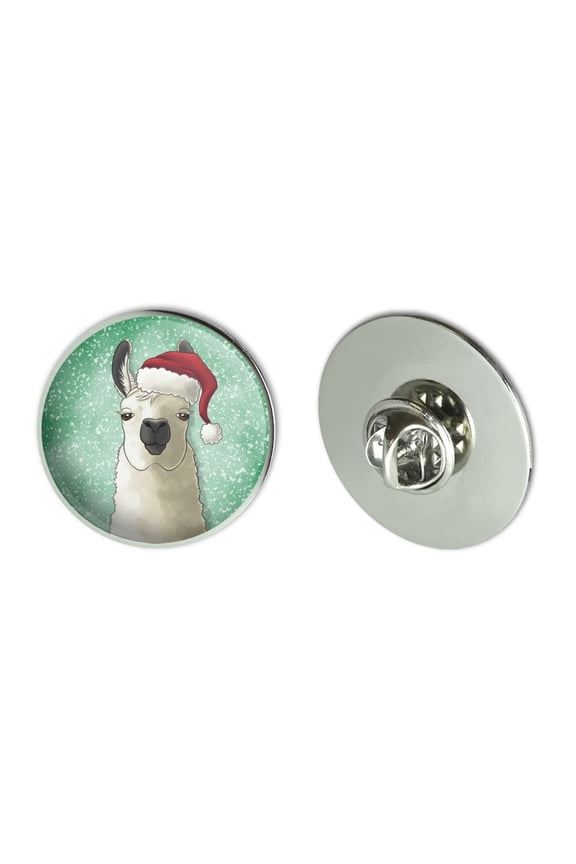 Fa La La La Llama Christmas Santa Hat Metal 1.1" Tie Tack Hat Lapel Pin Pinback
