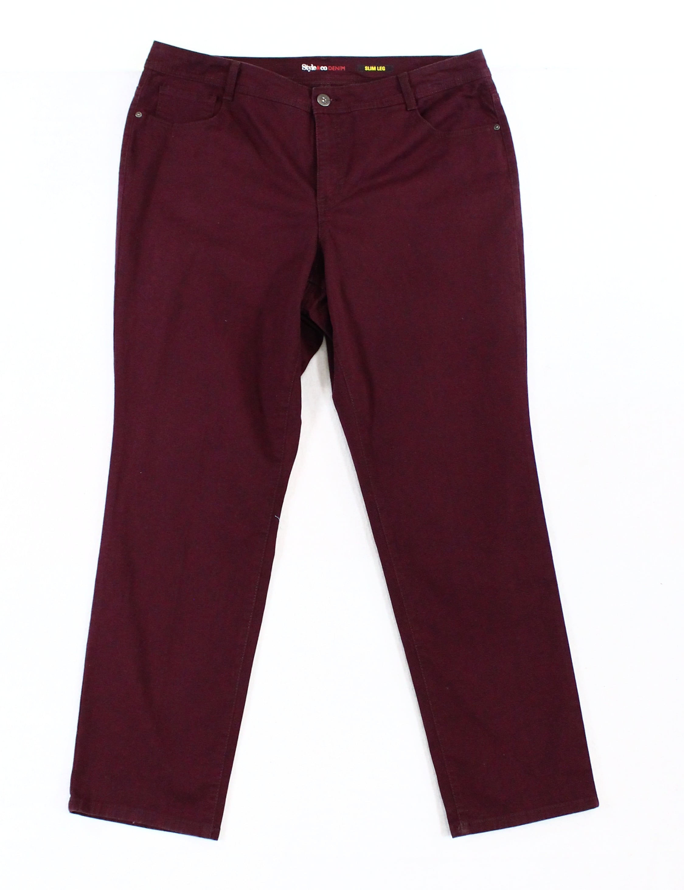 Style&Co NEW Dried Plum Purple Womens Size 14W Button-Front Slim Jeans ...