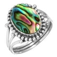 thumbnail image 1 of 925 Sterling Silver Ring For Women - Girls Multicolor Genuine Abalone Shell Gemstone Silver Ring Size 11 Simple Silver Ring Size 11 Valentine's Day Gift For Women 925 Silver Gemstone Jewelry, 1 of 6