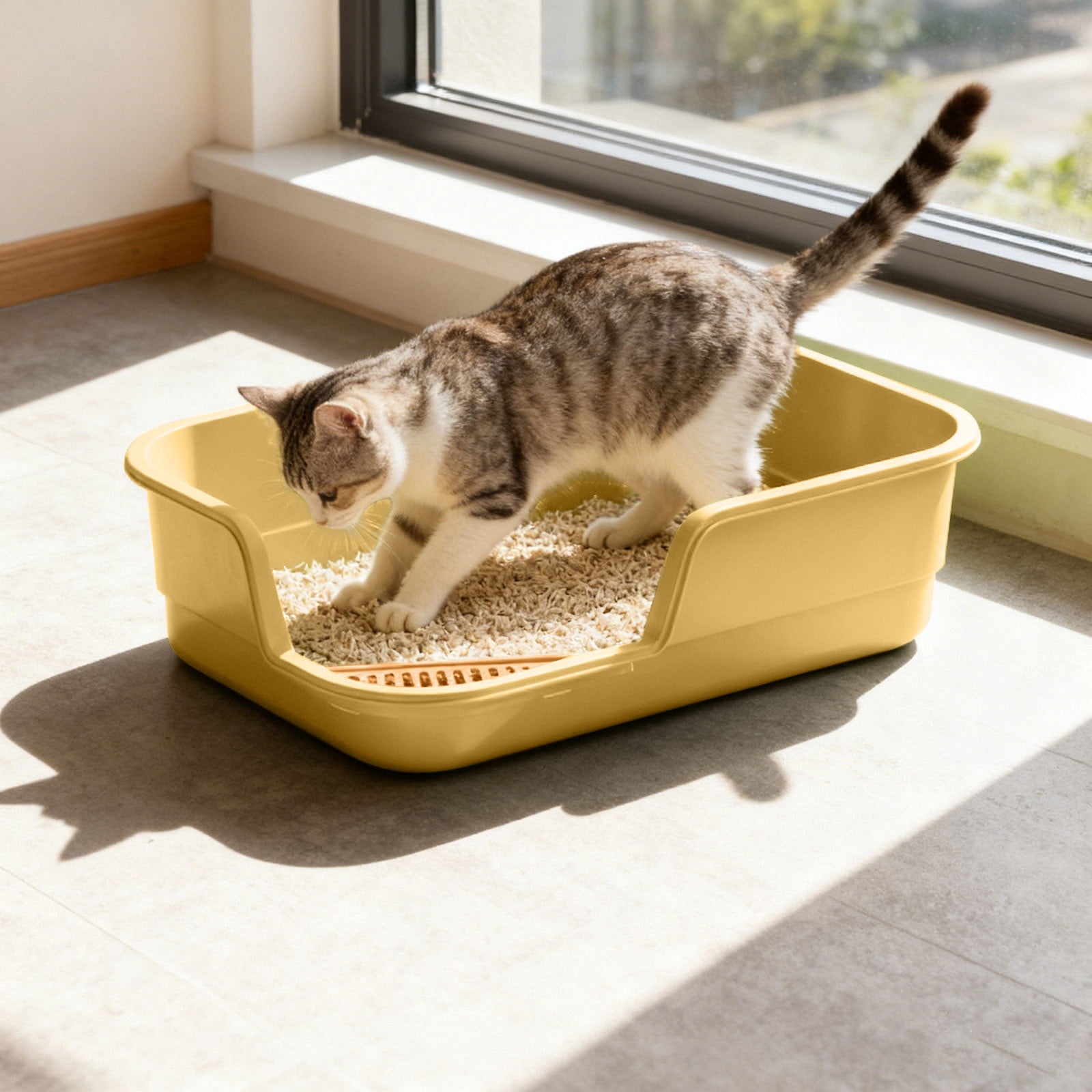 Extra Large Cat Litter Box Semi Enclosed High Edge Anti Scatter Durable Easy Clean Indoor Cats Multi Pet Households Tray