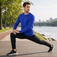 thumbnail image 3 of AZoiNM Men's Solid Long Sleeve T-Shirt Relaxed Fit Breathable Casual Top Athletic Wear, 3 of 9