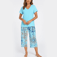 thumbnail image 3 of WQD Womens Pajama Sets 2 Piece Lounge Sets Soft Loungewear Comfy Pj Sets V Neck Short Sleeve Top and Capri Pants Loose Sleepwear with Pockets, 3 of 7