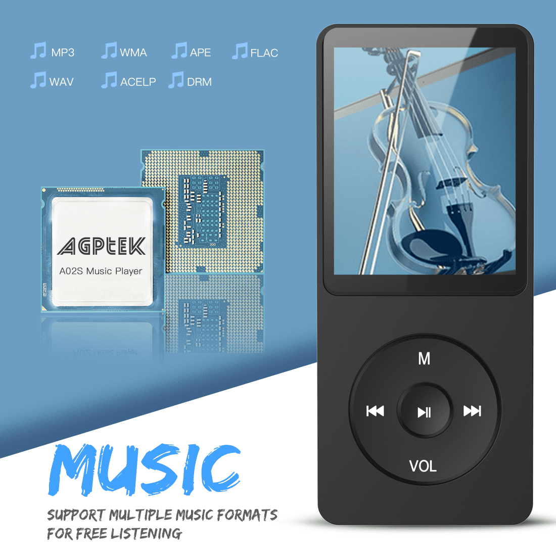 Agptek A02s 16gb Mp3 Player Lossless Sound Music Player With Micro Sd Card Slot Black Walmart Com Walmart Com - download mp3 sans song roblox id code 2018 free