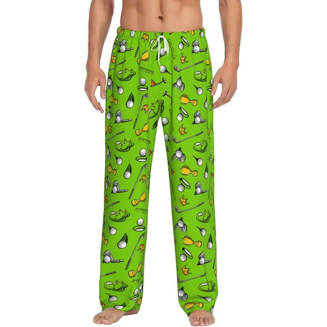 Kdxio Golf Sport Club Pattern Men's Pajama Pants, Elastic Waist with Drawstring and Pockets, Comfortable Loungewear-3X-Large