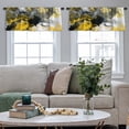 thumbnail image 3 of LALILO Kitchen Curtain Valance Black And White Gold Rod Pocket Window Curtain 52"x 18" Set of 2, 3 of 6