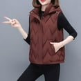 thumbnail image 6 of Sexlip Hooded Quilted Vest for Women Casual Sleeveless Short Jackets Full Zip Stand Neck Puffer Gilet Solid Coats Red M, 6 of 9