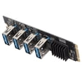 thumbnail image 1 of M.2 NVME To PCIE 1X Riser Card, M.2 To 4 PCIE Ports Riser Card High Stability Wide Compatibility 4 Ports  For Mining, 1 of 8