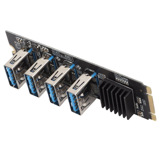 M.2 NVME To PCIE 1X Riser Card, M.2 To 4 PCIE Ports Riser Card High Stability Wide Compatibility 4 Ports For Mining