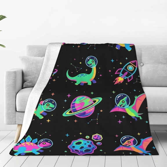 Dinosaur Throw Blanket for Girls & Boys, Warm Soft Toddler Flannel Blanket, Cozy Plush Space Dinosaur Throw for Sofa Couch Bed 50x40