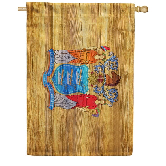 America Forever New Jersey State Flag 28 x 40 Inch Double Sided Outdoor Yard Decorative USA Vintage Wood State of New Jersey House Flag, Made in the USA
