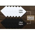thumbnail image 5 of Ruvanti Cloth Napkins Set of 12, 18x18 inches Napkins Cloth Washable, Soft, Durable, Absorbent, Cotton Blend. Table Dinner Napkins Cloth for Hotel, Lunch, Restaurant, Wedding Parties - Black & White, 5 of 8
