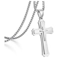 thumbnail image 4 of Collar Catolicos SacredGleam03 3Pzas Plata Collar Triple Cruz Dije 3x5.3cm Metal. High Monaco MXEEG-003, 4 of 5