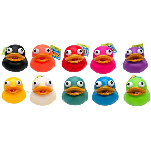 2" Ducky Eye Poppers (10 Pack) Fun Carnival Prize and Party Favor. Bath Tub Toys and Jeep Duck Ducking