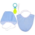 thumbnail image 1 of Set de 3 piezas para adultos: chupete, babero y gorro de bebé para cosplay. Accesorios divertidos para fiestas infantiles. Kit de accesorios para bebés y niños (Azul)., 1 of 7