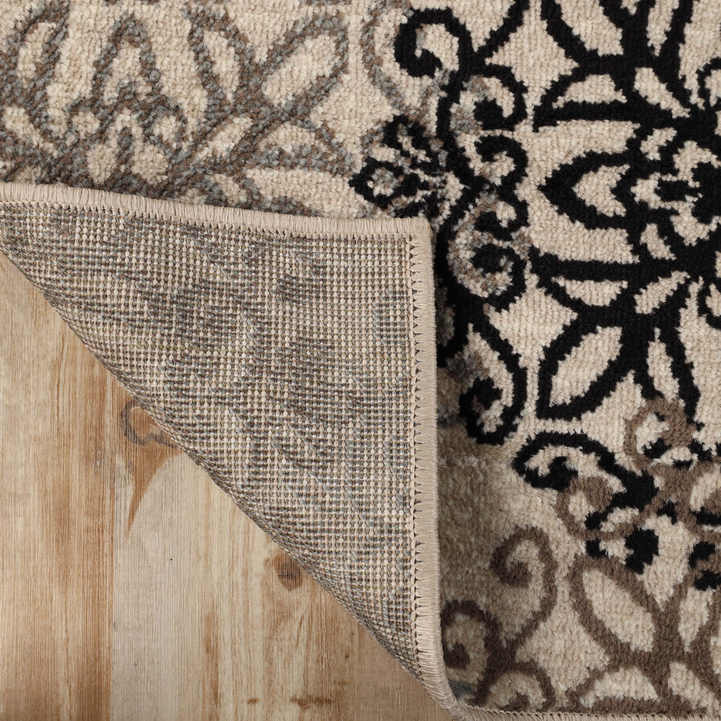 Superior Modern Floral Scroll Pet and Kid-Friendly Indoor Runner Rug, 2'x11', Beige