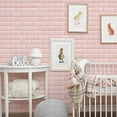thumbnail image 5 of 10PCS 3D Wall Panels, 4mm x 35cm x 38.5cm Wallpaper Sticker with Self-Adhesive Waterproof Brick PE Foam Wall Panels Peel and Stick for Interior Wall Decor, Home Decoration-Light Pink, 5 of 5