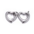 thumbnail image 2 of 304 Stainless Steel Open Heart Charms with Jump Ring Stainless Steel color 14x14x2mm Hole: 4mm, 2 of 2