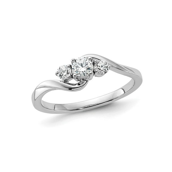 1/3 Carat (Ctw SI1-SI2, G-H-I) Lab Grown Diamond Three Stone Ring in 14K White Gold (SIZE 7) for Women