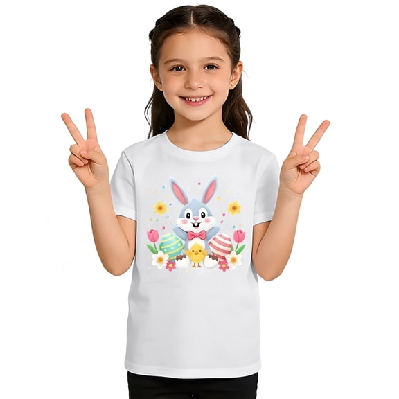 Kids Short Sleeve Graphic T Shirt Girls Boys Casual Fashion Outdoor Play Easter Holiday Print Tee Clothes