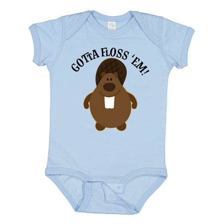 

Inktastic Beaver Tooth Care Floss Em Gift Baby Boy or Baby Girl Bodysuit