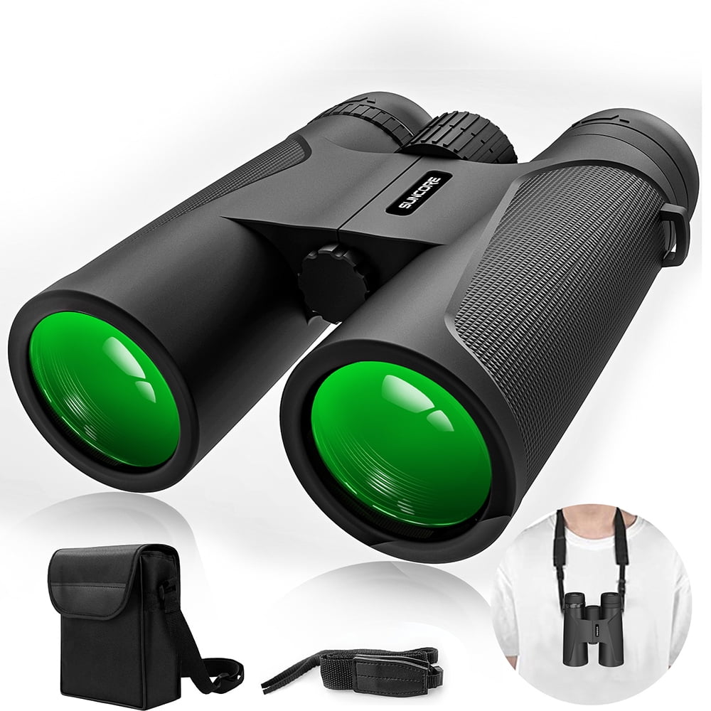 12x42 Binoculars for Adults and Kids HD Light Night Vision Compact Sharp Waterproof(IPX7) Super Bright BAK4 Prism FMC Lens for Bird Watching Hunting Outdoor Sports Games and Concerts(Black)