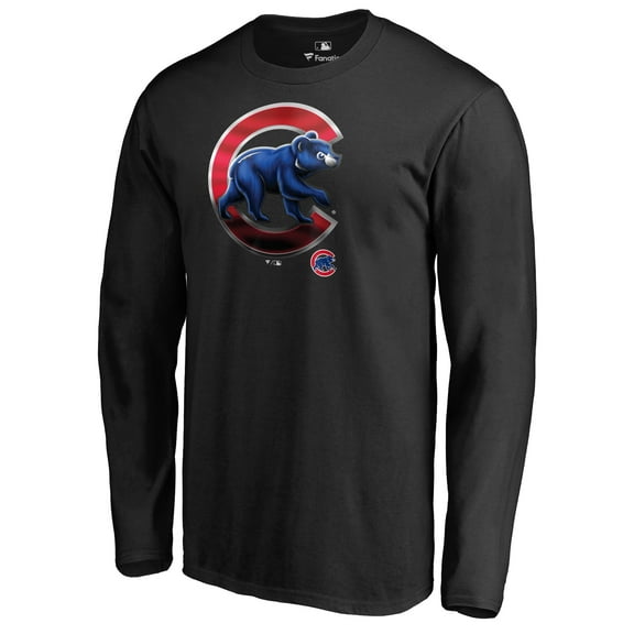 Men's Black Chicago Cubs Midnight Mascot Long Sleeve T-Shirt