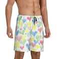 thumbnail image 2 of Easygdp Hand Drawn Colored Hearts Men's Short Pajama Pants, Sleep Shorts, Household Pants, Casual Pants with Pockets - 3X-Large, 2 of 9
