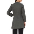 thumbnail image 3 of Abrigo largo de una sola botonadura de manga larga con escote en V elegante para mujer Inspire Chic, color gris oscuro, talla M, 3 of 6